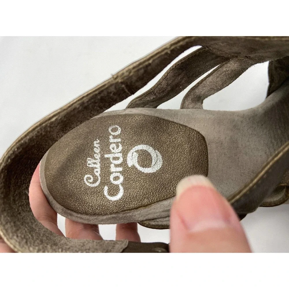 Calleen Cordero Sandals‎ Womens Sz 8 Brown Metallic Leather Sling Back Wedges